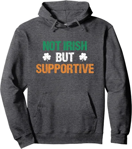 Vista 4 de Not Irish But Support Funny Apparel Vintage Irreland Irish Sudadera con capucha, Negro