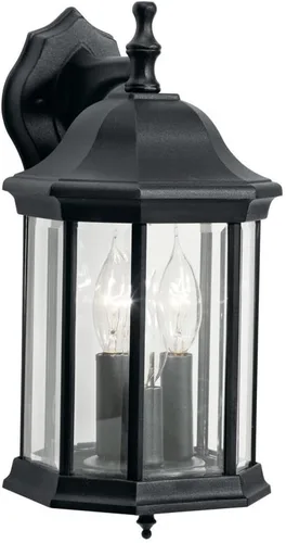 Vista 3 de Kichler Chesapeake - Lámpara de pared para exteriores de 11.75 pulgadas con cristal biselado transparente, color negro