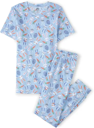 Vista 5 de The Children's Place Pijamas de algodón unisex a juego para niños, diseño de conejito de Pascua