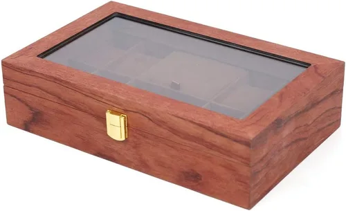 Vista 6 de Eapmic - Joyero organizador de madera con 8 2 ranuras