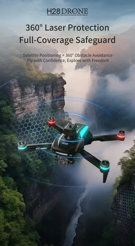 Vista 6 de Dron con cámara 1080P – Cuadricóptero plegable de control remoto con control de gestos de voz, equipado con un control remoto de pantalla de 2.4