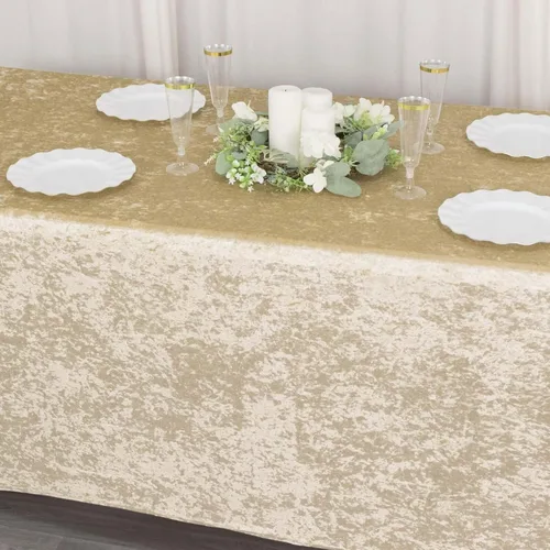 Vista 7 de Efavormart Cubierta de Mesa Rectangular Ajustada Elástica de Terciopelo Aplastado Beige de 6 pies
