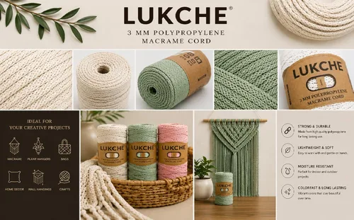 Vista 6 de Cuerda de macramé premium de poliéster de 3 mm (134.44 metros), (250 g) 100% cuerda de macramé de polipropileno, hilo de crochet de macramé colorido