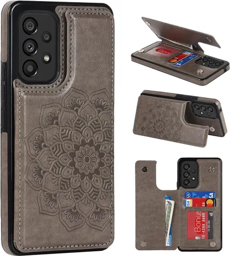 Vista 11 de UEEBAI Funda para Samsung Galaxy A53 5G, funda de cuero PU de lujo con [dos cierres magnéticos] [ranuras para tarjetas] Función de atril Durable A