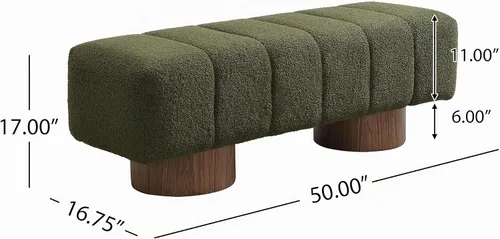 Vista 2 de Christopher Knight Home Manila - Banco de comedor de tela bouclé de 50 pulgadas, banco otomán tapizado rectangular, reposapiés al pie de la cama