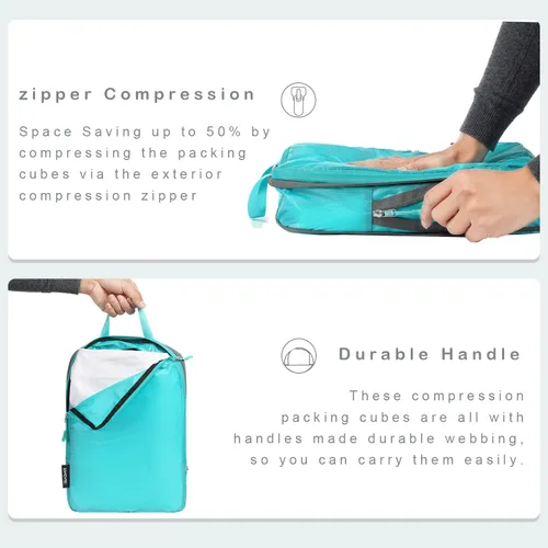 Vista 3 de BAGAIL 4 Set/6 Set Ultraligero Compresión Embalaje Cubos Organizador de Embalaje para Accesorios de Viaje Equipaje Maleta Mochila