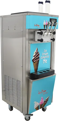 Vista 7 de Máquina de helado de servicio suave comercial 3 sabores de acero inoxidable 110 V 1800 W 20-30L/H Fabricantes de helados de pie Panel LCD