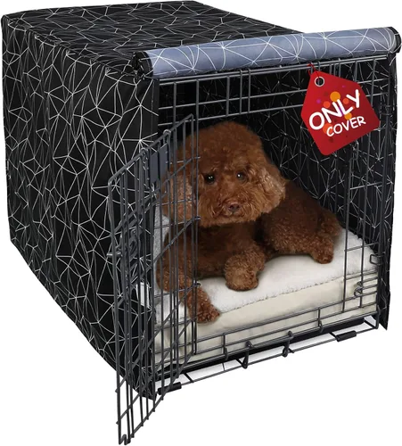 Vista 12 de Explore Land Funda para jaula de perro de poliéster resistente, parasol universal para jaula de alambre de 18 pulgadas (negro)