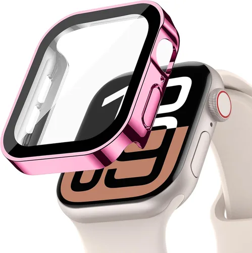 Vista 45 de Protección de Pantalla EIHAIHIS para Apple Watch Funda Serie 11 10 9 SE 8 7 6 5 4 40mm 44mm 41mm 45mm 42mm 46mm Vidrio Templado Impermeable PC