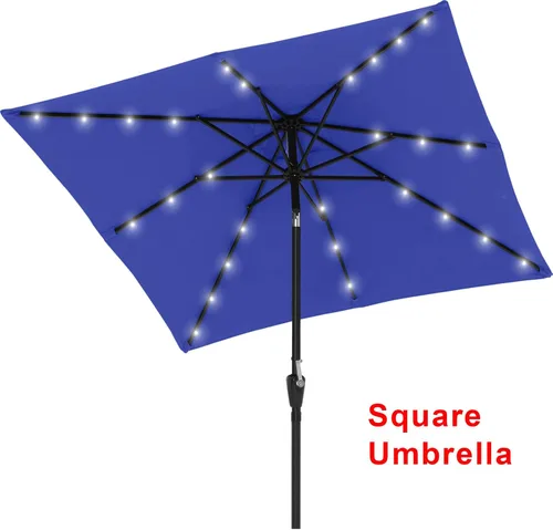 Vista 36 de ABCCANOPY Sombrillas solares duraderas para patio con 24 luces LED de 7.5 pies con 6 varillas resistentes (borgoña)