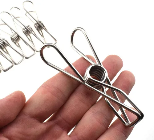 Vista 9 de HAHIYO Pinzas para la ropa, de acero inoxidable, no se oxidan, agarre fuerte en viento fuerte, 1.7 pulgadas, paquete de 30 unidades, pequeños, no se