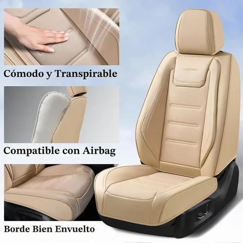 Vista 4 de Coverado Juego completo de fundas de asiento de automóvil, protector impermeable para asiento de automóvil, cojín de asiento de cuero, fundas