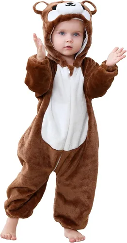 Vista 23 de Disfraz infantil de Halloween para cosplay, traje de animal con capucha para niños Mono