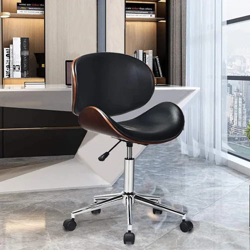 Vista 6 de GOODALLIN - Silla de oficina ajustable y moderna de mediados de siglo con asiento / respaldo curvo, silla ejecutiva giratoria, silla de computadora