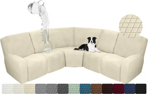 Vista 14 de ALIECOM Funda para Consola Central de Sillón Reclinable, Funda Elástica para Sofá Seccional Reclinable en Forma de L, Funda de Esquinas para Sofá