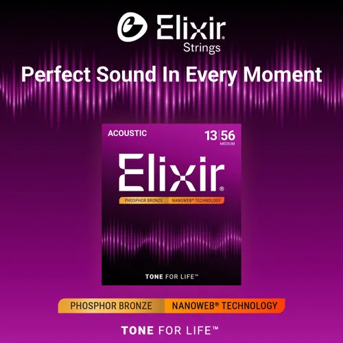 Vista 3 de Elixir, cuerdas de bronce para guitarra acústica 80/20 con recubrimiento Polyweb, extralivianas (.010-.047)