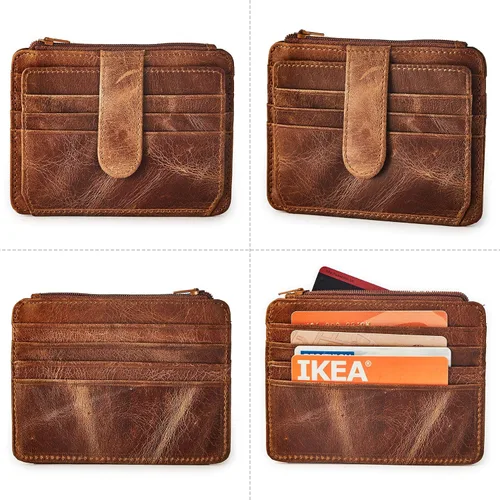 Vista 4 de BRASS TACKS LEATHERCRAFT Vintage Top Grain Leather Wallet for Men Gift Box