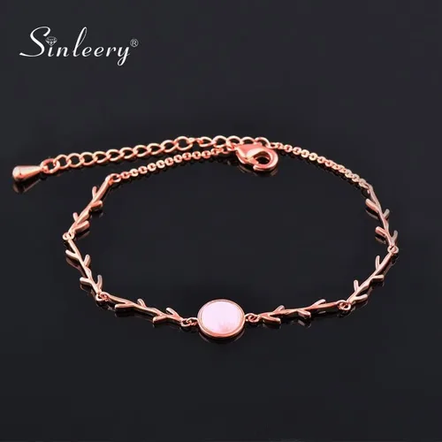 Vista 6 de 2024 New Charm Round Opal Stone Branches Shaped Bracelet For Women Rose Gold Color Fashion Jewelry Accessories
