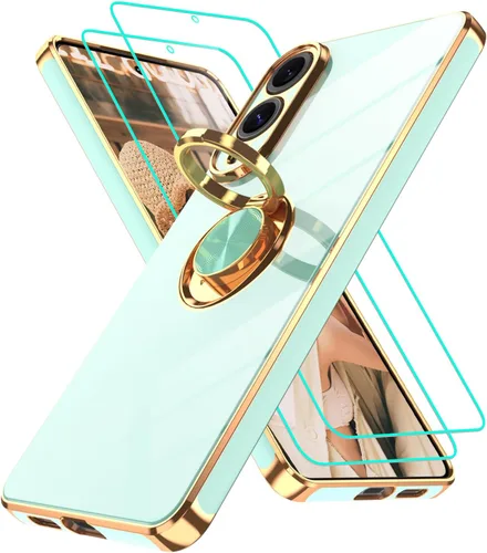 Vista 16 de Funda para Motorola Moto G 5G 2024: Funda Moto G Play 5G 2024 con 2 piezas de protectores de pantalla, soporte de anillo de rotación de 360°