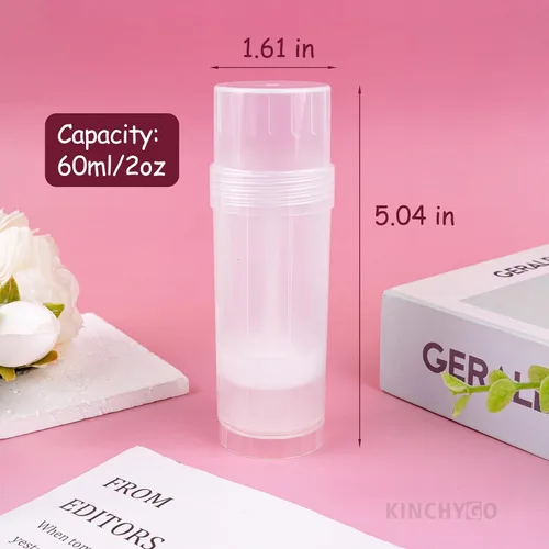 Vista 2 de 12 Pack 2oz Empty Deodorant Containers Transparent Twist Up Plastic Deodorant Tubes Empty Bottle Holder
