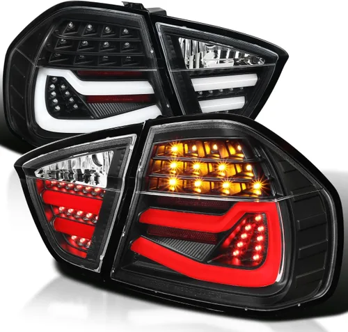 Vista 11 de SPEC-D TUNING Luces traseras LED color negro azabache compatibles con BMW E90 Serie 3 4DR Sedán 2005-2008, conjunto de par izquierdo + derecho