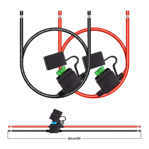 Vista 2 de Portafusibles de calibre 10 – Portafusibles de alambre resistente en línea de 10 AWG con fusibles de hoja ATC/ATO de 30 amperios para automóvil