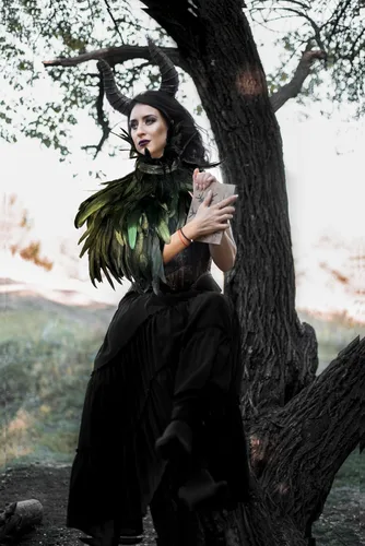 Vista 3 de Feather Cape Shawl Costume Black Witch Wings Collar Adult Crow Maleficent Neck