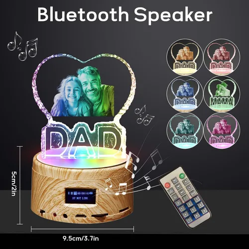 Vista 4 de Foto de cristal 3D personalizada, marco de fotos personalizado con luz nocturna de cristal 3D, el mejor regalo para parejas, amor, mujeres, hombres