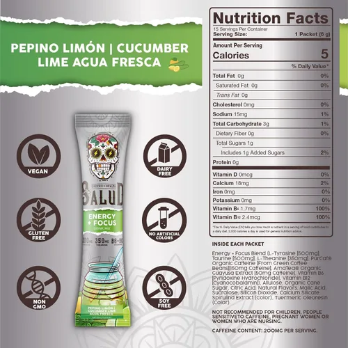 Vista 4 de Salud Variety Paquete de 3 Hidratación 2 en 1 + Inmunidad (Tamarindo), Energía + Enfoque (lima de pepino) y calma + sueño (almuerzo) – 15