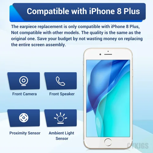 Vista 3 de Altavoz de repuesto para iPhone 8 Plus con cámara frontal OEM EarSpeaker Module with Proximity Sensor Microphone Part Ambient Light Fix Repair