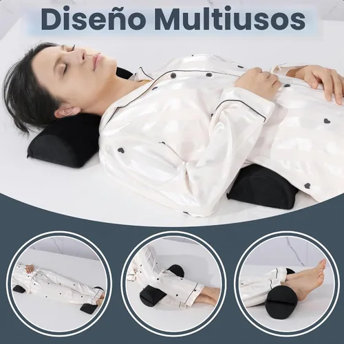 Vista 4 de ROYALAY Almohada cervical redonda para dormir, incluye 2 almohadas cervicales de media luna, almohada de espuma para reducir el dolor, almohada Negro