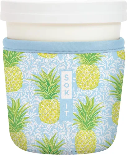 Vista 16 de Sok It IceCreamSok - Funda de neopreno aislada (flores abstractas, pintas de helado cónicas)