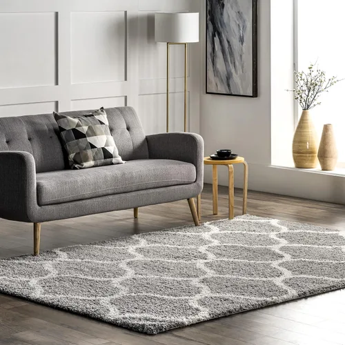 Vista 14 de nuLOOM Tess Alfombra de Área Shag Marroquí - Alfombra Shag Corredor 2x8 Pies Moderna/Contemporánea Blanco/Gris para Sala de Estar Dormitorio Comedor