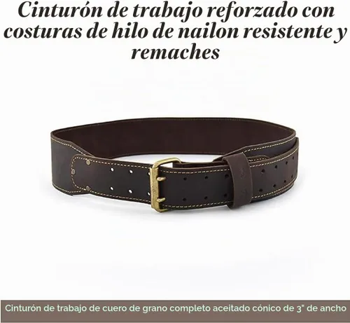 Vista 2 de Style n Craft - 3" Wide, Long, Tapered Full-Grain Oiled Leather Work Belt, Durable, Stylish and Rugged, available in 3 sizes