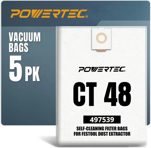 Vista 9 de POWERTEC 500438 Bolsa de filtro para Festool CT SYS 5PK, para Festool CT SYS, extractor de polvo CTC SYS, bolsas de vacío de repuesto, bolsas