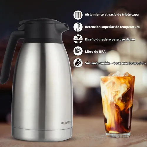Vista 8 de Heritage66 Jarra térmica de café de 2L con cepillo de limpieza, servidor de acero inoxidable aislado al vacío de triple pared, mantiene las bebidas