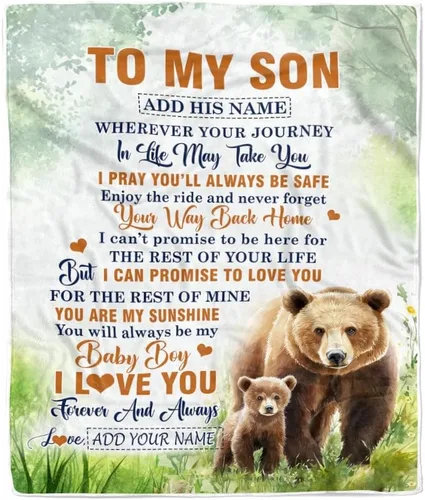 Vista 32 de Manta Personalizada "To My Son" de Mamá y Papá Regalos para Hijo que Va a la Universidad Cumpleaños Graduación Navidad Regalo Personalizado Manta