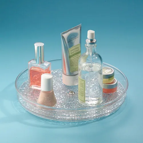 Vista 5 de iDesign The Rain Collection Lazy Susan Organizador Giratorio, 9" x 9" x 1.5", Transparente Transparente, 1.5 pulgadas de altura