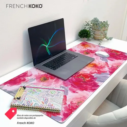 Vista 6 de French KOKO Alfombrilla de escritorio grande para mouse de 15 x 30 pulgadas, protector de escritorio floral extendido para teclado y mouse Llámame