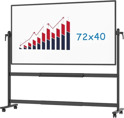 Vista 9 de VIZ-PRO Pizarra magnética portátil de doble cara, marco y soporte de aluminio negro de 48 x 36 pulgadas Tablero blanco con ruedas de 4 x 3 pies
