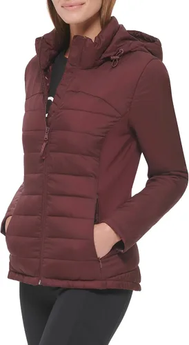 Vista 2 de Calvin Klein Paneles laterales ligeros de buceo para mujer con capucha y bolsillos con cremallera