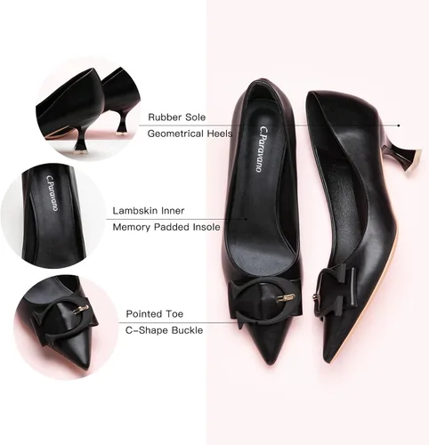 Vista 4 de C.Paravano Zapatos de tacón bajo para mujer Zapatos de tacón bajo para mujer Zapatos de tacón de diseñador para mujer Tacones de gatito