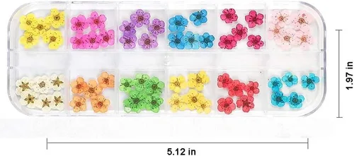 Vista 9 de LPOne - 60 piezas de uñas 3D de flores secas, accesorios de resina mini naturales para suministros de arte de uñas, calcomanías mixtas de flores