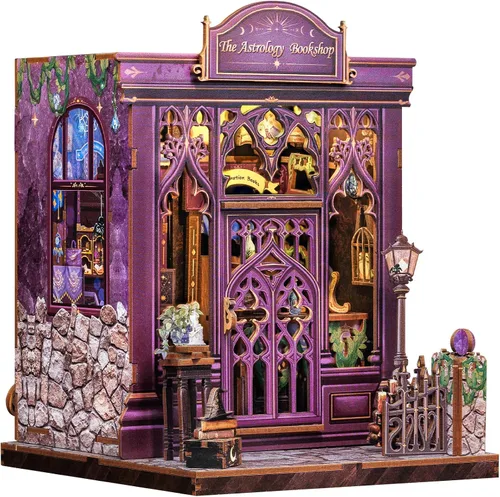 Vista 7 de Kit de Rincón de Libro - Kit de Casa de Muñecas en Miniatura DIY Scene para Adultos, Rompecabezas 3D de Estantería 255 Piezas, Modelo de Casa