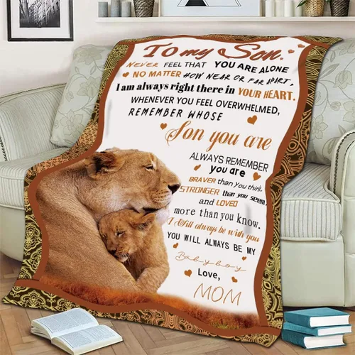 Vista 4 de Yutrrpe Manta personalizada con texto en inglés «To My Son from Mom», regalos para hijo de mamá, mantas personalizadas para el mejor hijo del mundo