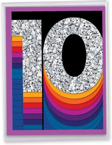 Vista 10 de The Best Card Company - Tarjeta jumbo del 10º aniversario con sobre (8.5 x 11 pulgadas) - Felicitaciones grandes por 10 años de matrimonio - Gran