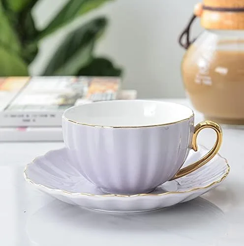 Vista 6 de Taza de café rosa linda taza y platillo creativo de porcelana cerámica juegos de té simples diseño moderno tazas de café tazas para tazas de café