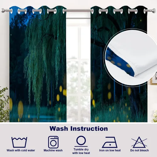 Vista 120 de Batmerry American Flag Ink Dot Blackout Tier Curtains, Red Blue White Stars Abstract Thermal Insulated Half Curtain Rod Pocket Small Valance for