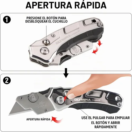 Vista 4 de Olympia Tools Cuchillo utilitario de acero inoxidable Turbofold 33-125