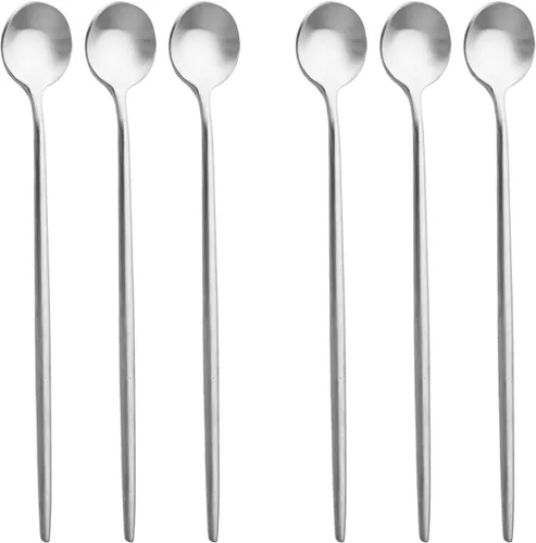 Vista 2 de Cubiertos plateados de diseño moderno, 6 piezas de plata mate 304 acero inoxidable tenedor de postre tenedor de ensalada de 7.2 pulgadas, juego